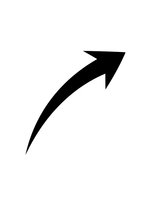 Black curved arrow pointing upward and right on white background isolated for graphic design and presentation use.