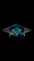 Futuristic graduation cap with glowing cyan neon mortarboard and circuit board design on dark background, symbolizing digital education and technology learning.
