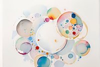 Abstract watercolor circles in soft pastel colors create a dreamy composition with overlapping bubbles and splashes, perfect for modern wall art or creative design projects.