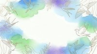 Watercolor frame with flying birds and feathers in soft pastel colors creating elegant border for spring designs and nature-themed projects.