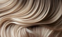 Smooth flowing blonde hair with highlights and lowlights creating elegant waves and curves, ideal for beauty and hair care advertising.