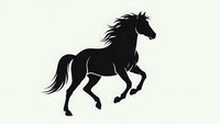 Black horse silhouette galloping with flowing mane and tail isolated on transparent background for logos, designs, and equestrian projects.