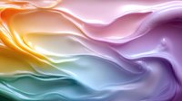 Flowing abstract waves in vibrant rainbow gradient colors creating smooth liquid motion with soft pastel tones and dynamic energy for modern design backgrounds.