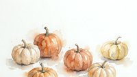 Watercolor pumpkins in autumn colors isolated on white background for seasonal decorations, harvest themes, and fall design projects.