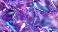 Holographic iridescent foil texture in purple and blue colors with crumpled metallic surface creating abstract geometric pattern. Seamless background for design.
