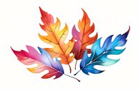 Vibrant watercolor monstera leaves in rainbow gradient colors from red and orange to blue, perfect for tropical design projects and summer themes on white background.