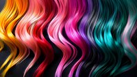 Vibrant neon waves flowing in gradient colors from orange to pink, magenta, purple, and teal on dark background. Seamless pattern for backgrounds and design projects.