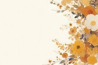 Delicate orange and white floral arrangement with gray leaves on cream background, watercolor style border design with copy space for text and graphics.