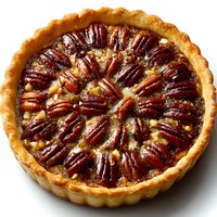 Homemade pecan pie with golden flaky crust and caramelized filling isolated on white background for holiday baking and dessert menu designs.