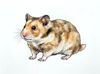 Cute hamster with brown and tan striped fur isolated on white background, ready for design use on merchandise and educational materials.
