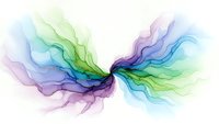 Abstract flowing smoke waves in vibrant purple, blue and green colors creating dynamic motion effect on white background for modern design projects.