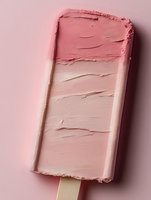 Gradient ombre popsicle with pink to cream color transition on pastel background, perfect for cosmetics, beauty, and summer product marketing campaigns.