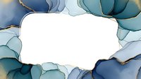 Elegant alcohol ink frame with flowing blue and teal organic shapes on white background for luxury branding and sophisticated design projects.