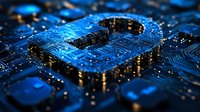 Digital padlock symbol glowing on circuit board with blue light effect, representing cybersecurity and data protection in modern technology.