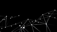 Abstract network connection pattern with white dots and lines on black background for technology and digital communication concepts.