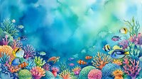 Vibrant underwater coral reef scene with tropical fish, sea anemones and marine life in turquoise ocean waters for educational and decorative purposes.