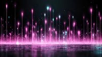 Magical pink light streams rising from reflective surface against dark background create ethereal atmosphere with glowing particles and mystical illumination.