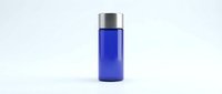 Blue cosmetic bottle with silver cap isolated on white background, perfect for skincare, serum, or lotion product packaging design mockup.