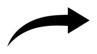 Black curved arrow pointing right on white background isolated for graphic design presentations and business concepts.