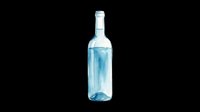 Watercolor wine bottle with blue tint isolated on transparent background, ready for clipart, t-shirt designs, stickers, print-on-demand products, and sublimation projects.