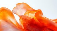 Vibrant orange wavy lines create dynamic flowing abstract pattern with smooth gradients and rippling curves against light background, suitable for modern design projects.