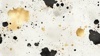 Abstract watercolor splatter pattern with black and gold ink blots on white background for modern artistic designs and creative projects.