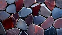 Colorful broken glass fragments in red, blue and purple hues creating abstract mosaic pattern for artistic design projects and creative backgrounds.
