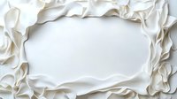 Elegant white ruffled fabric frame border with soft folds and waves creating luxurious textile background texture for wedding and celebration designs.