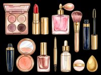 Makeup and beauty cosmetics set isolated on transparent background, ready for t-shirt design, stickers, clipart, sublimation, and print on demand projects.