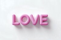 Pink inflated balloon-style letters spelling LOVE cast soft shadow on white background, modern minimalist design for valentines and romantic concepts.
