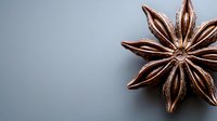 Star anise pod macro shot on gray background showing detailed texture and natural pattern of dried spice, aromatic cooking ingredient in dramatic lighting.