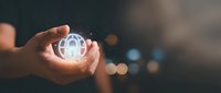 Hands cupping glowing digital padlock icon representing cybersecurity, data protection and privacy concepts for business technology solutions.