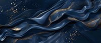 Abstract navy blue and gold luxury waves with glitter on dark background, modern fluid art design with metallic accents creates elegant flowing pattern.