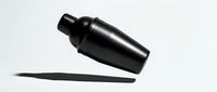 Black cosmetic dropper bottle with pipette applicator on white background for skincare, serum, and essential oil product packaging.