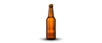 Amber glass beer bottle with condensation isolated on white background, ready for label design and branding mockup use.