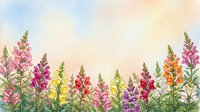 Watercolor wildflower meadow border with colorful blooms against soft pastel sky background for spring and summer botanical designs.