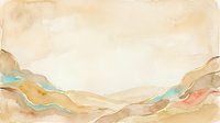 Watercolor landscape with rolling hills and winding river in warm earth tones, suitable for backgrounds, wall art, and editorial design projects.