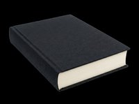 Closed black hardcover book with cream pages isolated on transparent background, ready for educational, publishing, and design projects including t-shirt designs, clipart, and print-on-demand products.