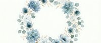 Elegant floral wreath with blue flowers and eucalyptus leaves on white background, isolated design element for wedding invitations and greeting cards.