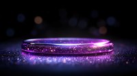 Magical glowing ring with purple sparkles and bokeh effects on dark background, mystical jewelry concept for fantasy and enchantment designs.