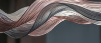 Flowing metallic ribbons in rose gold and silver tones creating elegant waves against dark background for luxury design projects and modern decor.
