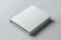 White hardcover book mockup on gray background for branding and publishing design projects.