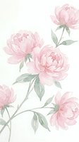 Watercolor pink peonies with green leaves on light background for feminine decor, wedding invitations, botanical art and romantic design projects.