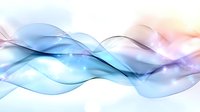 Flowing abstract waves in soft blue and pink tones create ethereal motion against white background, featuring transparent overlapping curves and gentle gradient effects.