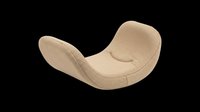 Modern beige curved lounge chair isolated on transparent background, ready for interior design, furniture mockups, e-commerce, print-on-demand products, and digital design projects.