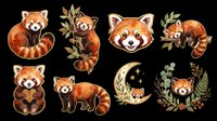 Cute red panda characters isolated on transparent background. Perfect for t-shirt designs, stickers, clipart, print-on-demand products, sublimation projects and digital crafts.