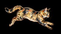 Watercolor leaping tabby cat isolated on transparent background, ready for t-shirt design, stickers, clipart, print on demand, and sublimation projects.