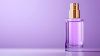 Luxury purple perfume bottle with golden cap on gradient violet background for cosmetics and fragrance advertising campaigns.