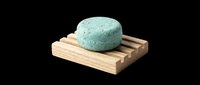Teal natural soap bar on wooden soap dish, isolated on transparent background, ready for eco beauty, wellness, and skincare product designs, stickers, and print on demand.