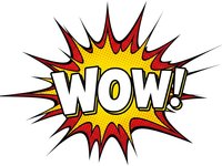 Comic book style WOW exclamation burst with red and yellow explosion effect isolated on transparent background for graphic design projects.